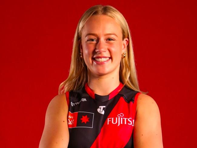 Tasmania's AFLW draftee Sophie Strong in Essendon colours. Picture: Essendon FC