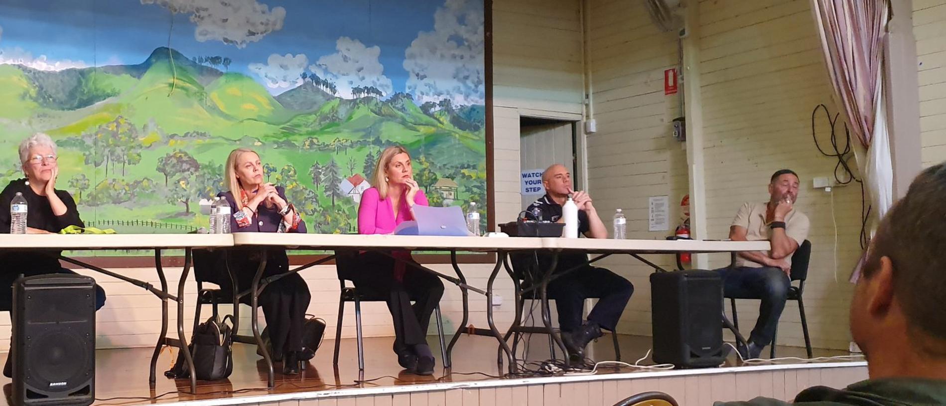 The Kin Kin public meeting to discuss concerns about quarry trucks with Noosa MP Sandy Bolton, Noosa Mayor Clare Stewart and local police.