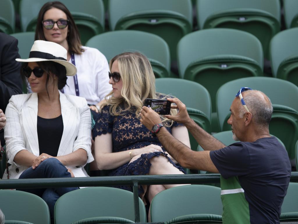 Meghan’s team ‘warned’ a man at Wimbledon 2019 who was merely taking a selfie of him and the tennis players behind him. Picture: Paul Edwards