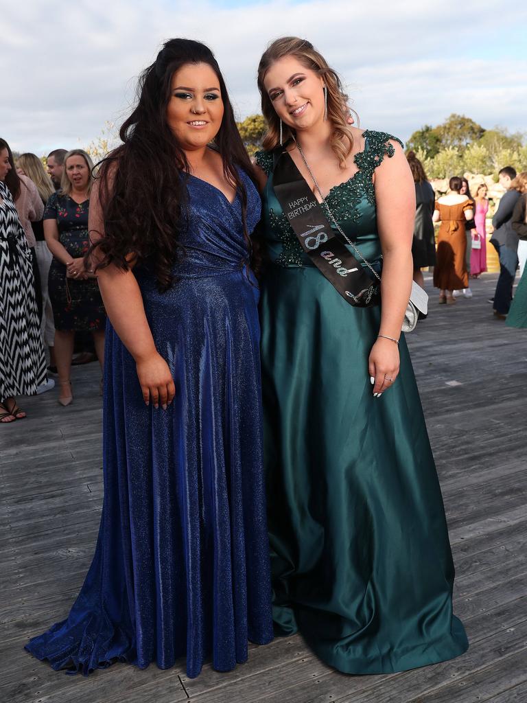 Sofia Montalvo and Ruby Taylor. St Mary's College leavers dinner at Glen Albyn Estate Taroona. Picture Nikki Davis-Jones