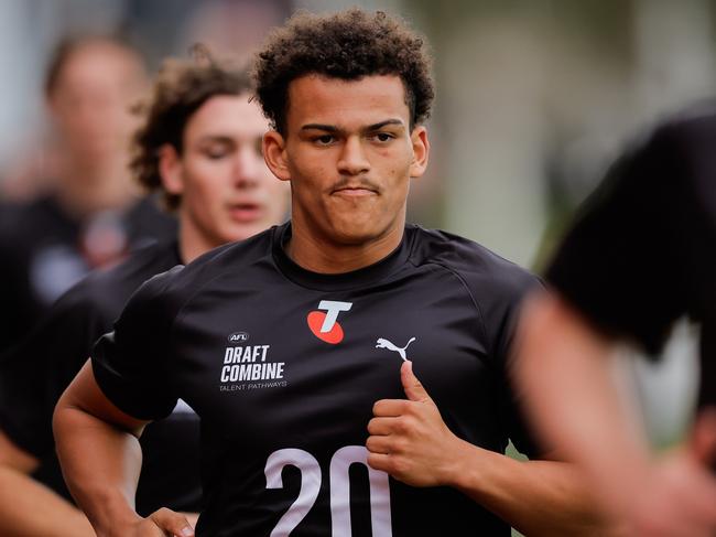 Leo Lombard at the draft combine. Picture: Dylan Burns/AFL Photos