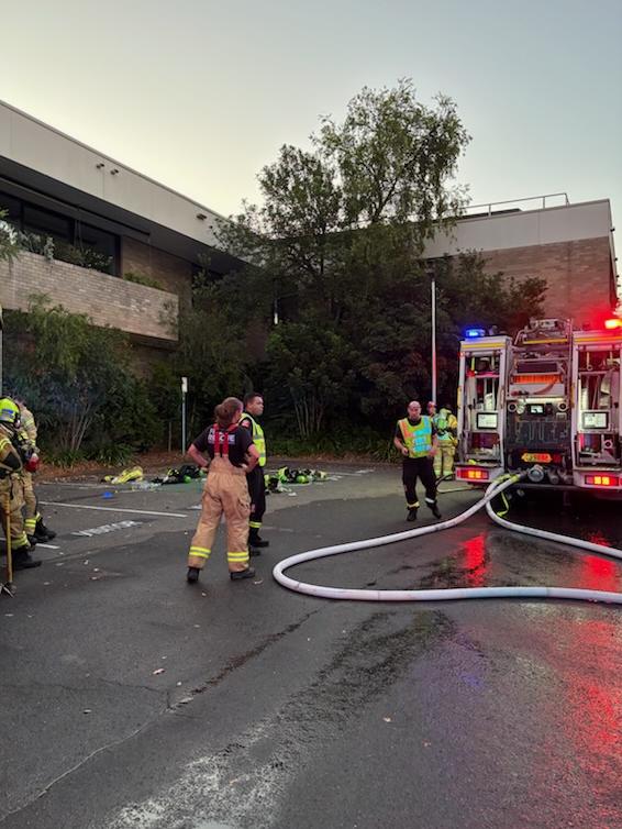 Fire has damaged part of the Lake Macquarie council chambers at Speers Point on November 27, 2024. Picture: Lake Macquarie City Council.