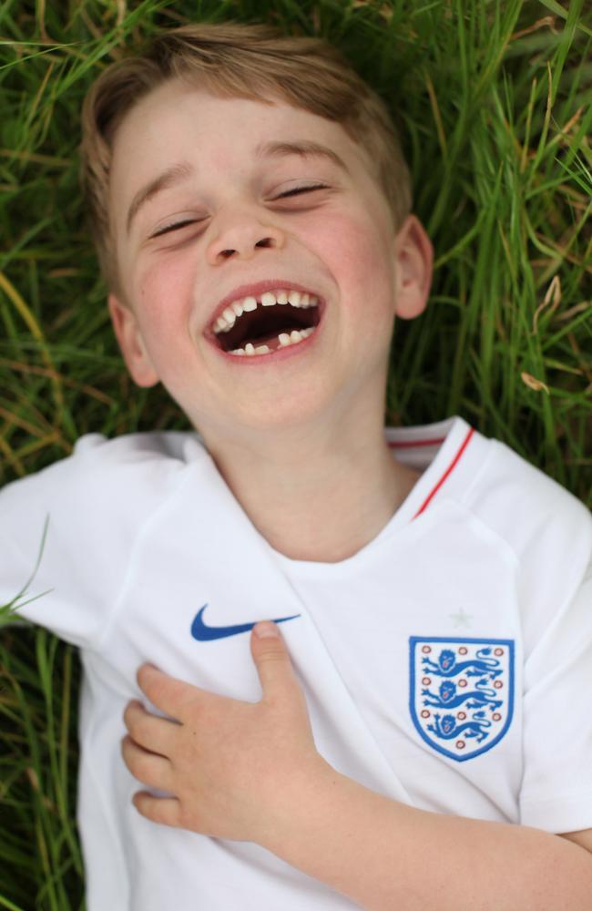 George is seen laughing up at Kate. Picture: The Duchess of Cambridge/PA Wire