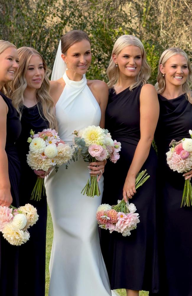 Susie Bradley and her bridesmaids. Picture: Moments by Kait