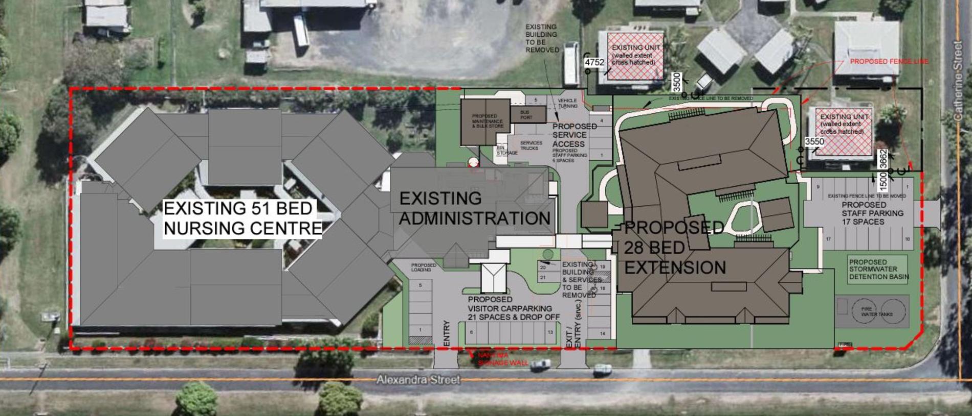 The new staff parking will front onto Catherine St whereas regular parking will remain open on Alexandra St.