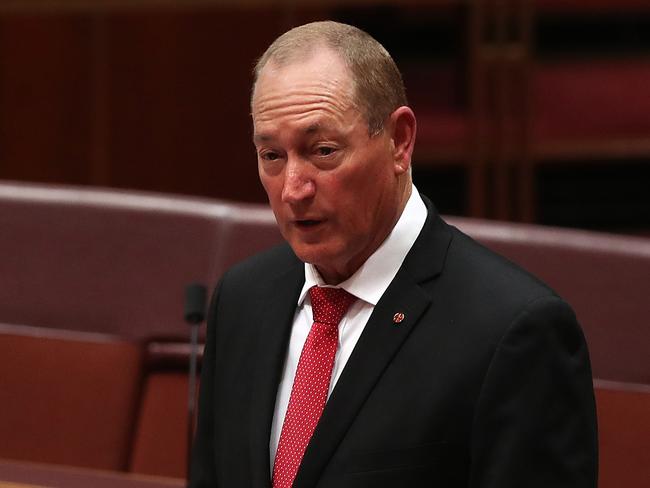 Senator Fraser Anning maiden speech in the Senate Chamber at Parliament House in Canberra. Picture Kym Smith