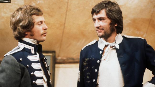 Brendon Lunney as Commissioner Fitzalan and John Waters as Sgt McKellar in the ABC series <i>Rush</i>.