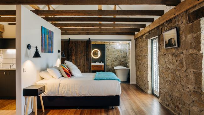 The Loft Bedroom at Triabunna Barracks in Tasmania. Picture: Adam Gibson