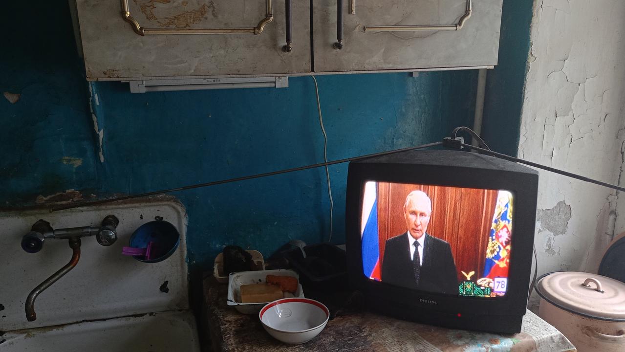 Putin’s TV appeal to the citizens of Russia. Picture: Artem Priakhin/SOPA Images/LightRocket/ Getty Images