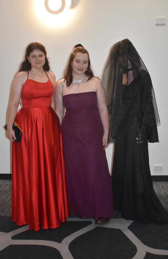 Maya Jones, Romeo Levis and Luka Thompson at the 2022 Nambour State College formal. Picture: Eddie Franklin