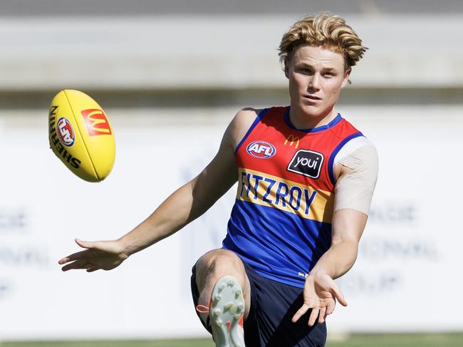 Levi Ashcroft had a big impact in his first AFL game. Picture Lachie Millard