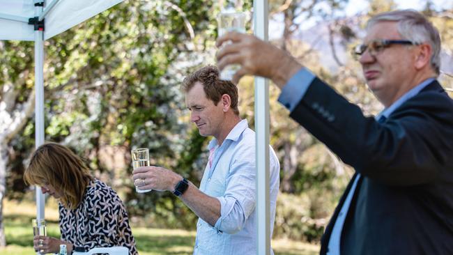 Water taste testers, Ursula Taylor, George Bailey and Taswater CEO Mike BrewsterPhoto: Linda Higginson