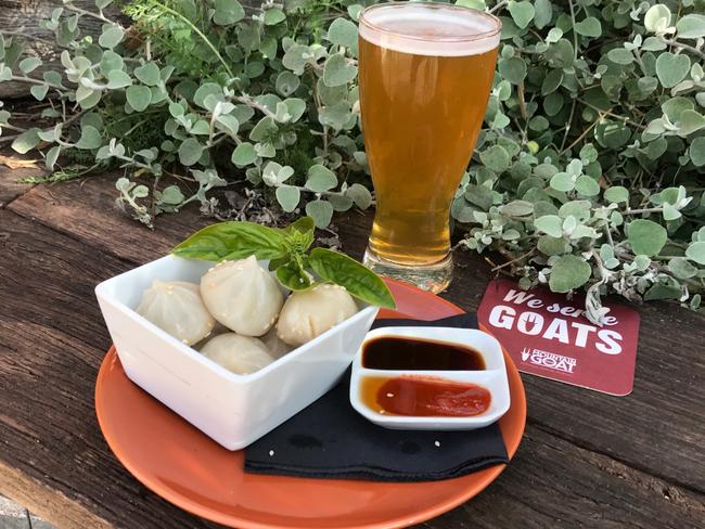 Beer and dumplings in 107 Projects’ rooftop garden. Picture: Jenifer Jagielski