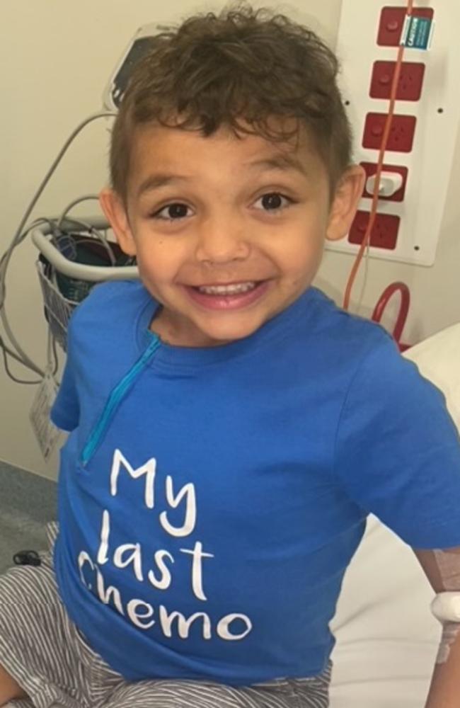 A favourite T-shirt, Mateoh Eggleton undergoes another round of chemotherapy. PHOTO: Supplied