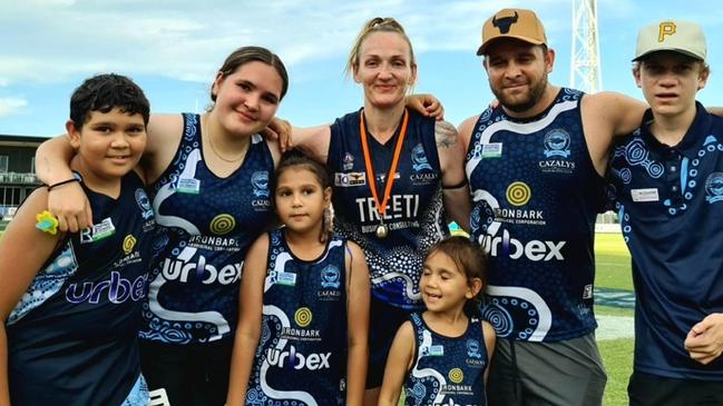 Ebony Abbott-McCormack (pictured with her family) has been named the 2023 AFLW Indigenous Round Honouree. Picture: Supplied