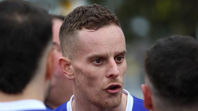 EDFL: Coburg Districts v Northern Saints: Thomas Gleeson playing coach of Coburg Districts at Cole Reserve on Saturday July 15, 2023 in Pascoe Vale, Victoria, Australia.Picture: Hamish Blair