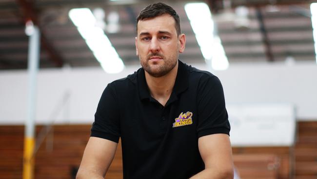 Andrew Bogut poses during a Sydney Kings NBL press conference. Picture: Getty Images