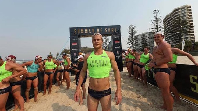 Hayden White after taking out the open iron race at Summer of Surf round one. Picture supplied.