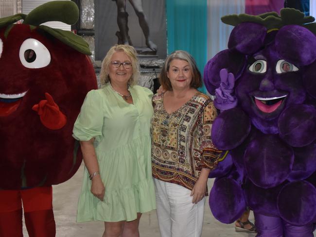 Festival organisers and friendly fruit at the Italian long lunch, February 25, 2024.