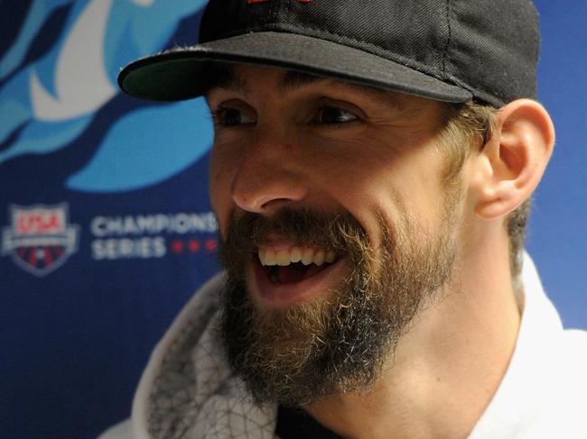 MINNEAPOLIS, MN - NOVEMBER 12: Michael Phelps speaks to the media at the Arena Pro Swim Series on November 12, 2015 at Jean K. Freeman Aquatics Center in Minneapolis, Minnesota. Hannah Foslien/Getty Images/AFP == FOR NEWSPAPERS, INTERNET, TELCOS & TELEVISION USE ONLY ==