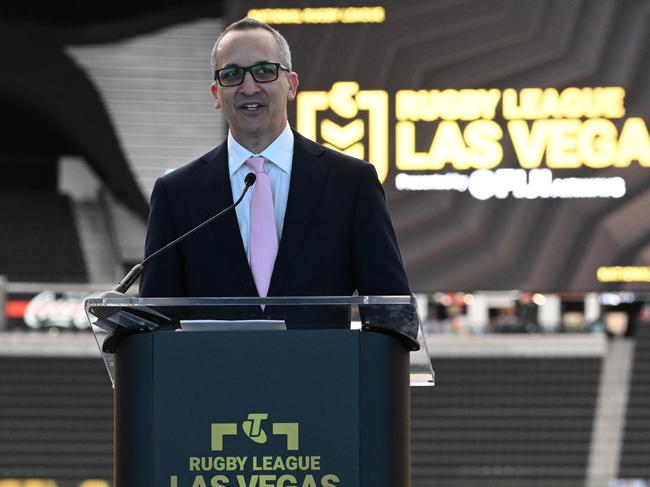 NRL chief executive Andrew Abdo praised Mam following the Leniu outcome. Picture: Grant Trouville