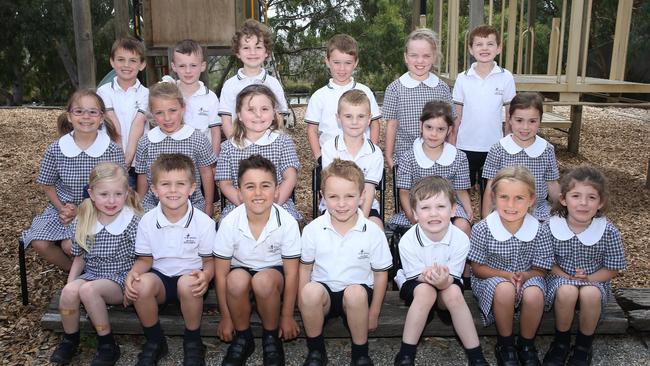 St Thomas Primary School Prep Fiona Back row L-R: Joshua Dunn, Mason Allen, Darcy Brooks, Harry Johnson, Charlotte Jones, Archer Nevett. Middle row: Lara-Jade Wheadon, Olivia Marshall, Harper Templeton, Hardy Hill, Harper Alard, Adeline Pigdon. Front row: Maya Love, Ted Davis, Issac Barbieri, Noah Terry, George Hope, Frankie Pigott, Andie Jull.