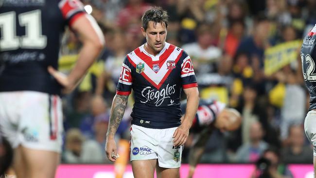 There is a legitimate debate about Mitchell Pearce’s composure under pressure. Picture: Brett Costello