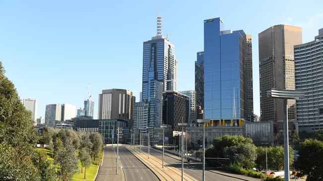 Empty streets in Melbourne on Monday. Picture: Getty Images