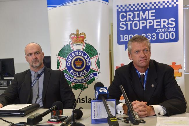 Det Inspector Lance Vercoe and Det Inspector Dave Drinnen discuss details of a significant drug raid on the Sunshine Coast and wider areas that has caught a large number of traffickers. Photo: John McCutcheon / Sunshine Coast Daily. Picture: john mccutcheon