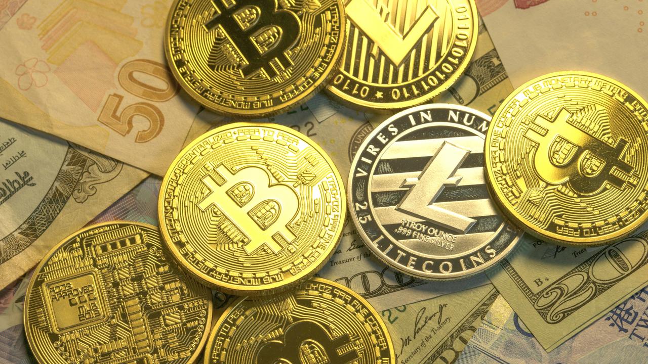 Cryptocurrencies including Bitcoin, Litecoin, Ethereum and Dogecoin. Picture: iStock