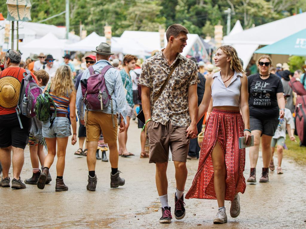 Colourful crowds on day one of the Woodford Folk Festival. Picture: Lachie Millard