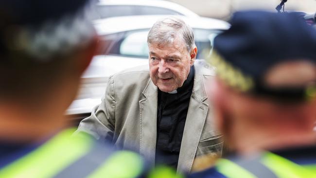 Cardinal George Pell arrives at the County Court in Melbourne. Picture: AAP Image/Daniel Pockett.