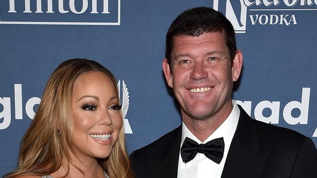 James and ex-girlfriend Mariah Carey, who kept his $US10 million engagement ring. Picture: Getty