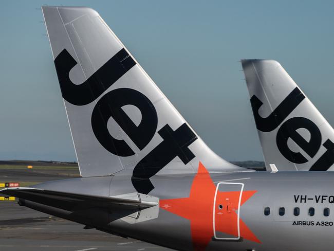 Jetstar Aircraft seen on the tarmac at Sydney Airport Qantas Group chief executive Alan Joyce says almost 400,000 seats have been sold on Qantas and Jetstar’s domestic networks in the past two weeks, after some state borders opened. Picture: AAP