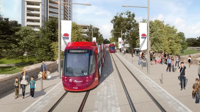 Transport options, such as the Parramatta Light Rail, are on track but there are some holes in the system. Picture: Artist’s impression