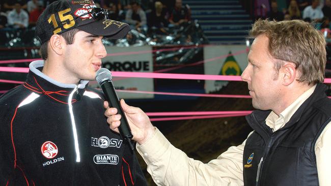 Diffey interviews V8 Supercars driver Rick Kelly during a stint with Channel 10.