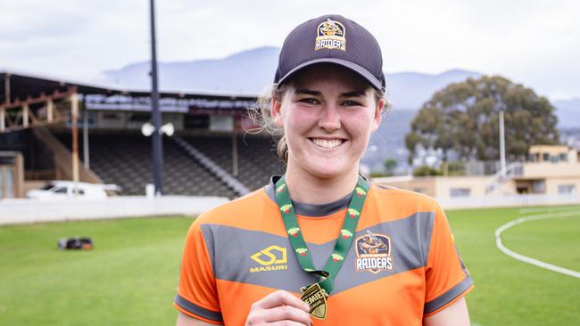 Meg Radford of Greater Northern Raiders won best on Ground at the CTPL Women's 1st Grade T20 Grand Final between North Hobart and Greater Northern Raiders at the TCA.Picture: Anthony Corke