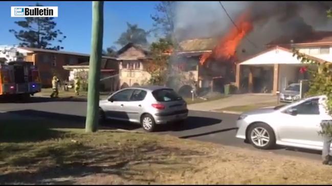 Moment Gold Coast house explodes in flames. Vision: Tracy Barker