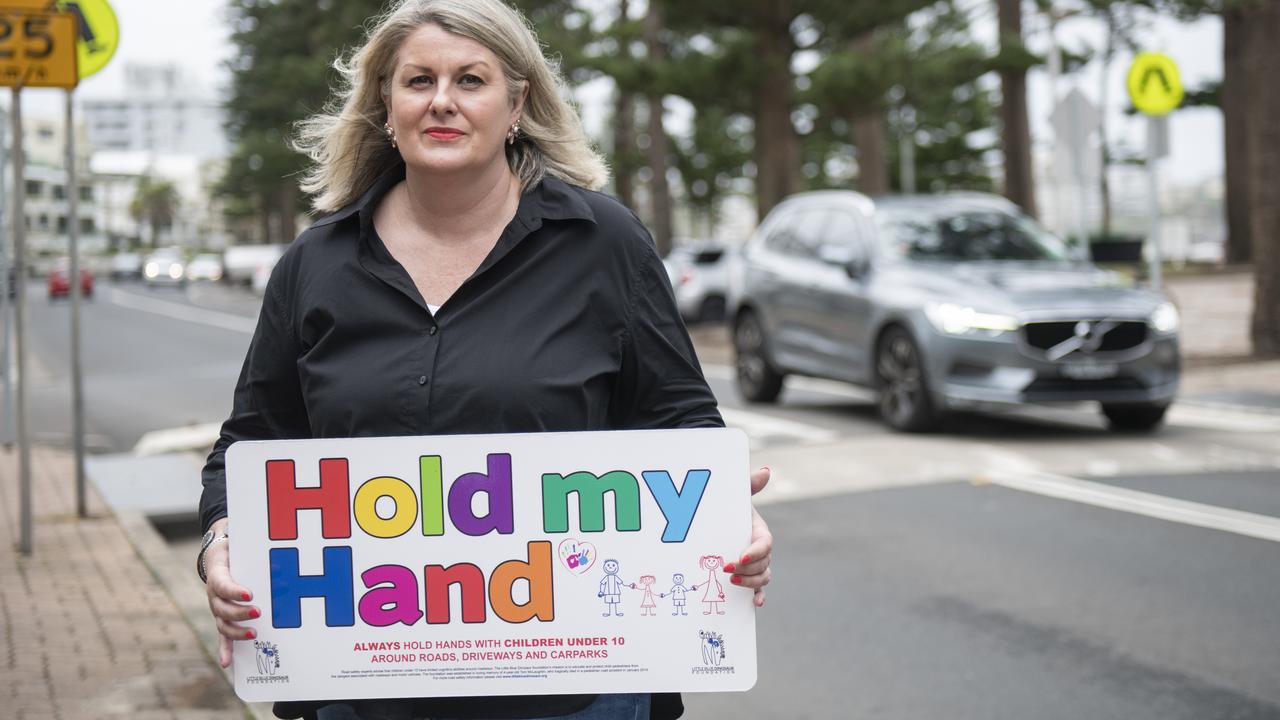 The Little Blue Dinosaur Foundation has worked with schools, councils and other organisations to create signage to make drivers and parents more aware of children on roads. Photo: Supplied/ Matthias Engesser/ Narrative Post.