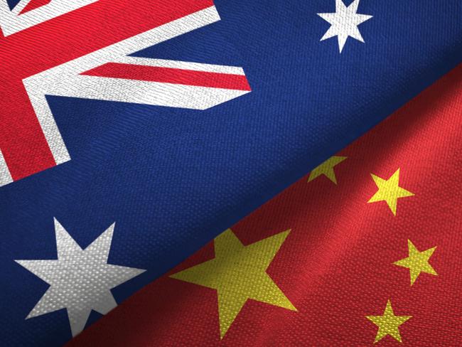 China and Australia flag together realtions textile cloth fabric texture