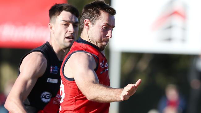 Richard Douglas on the run for Norwood against the Bloods. Picture: SARAH REED.