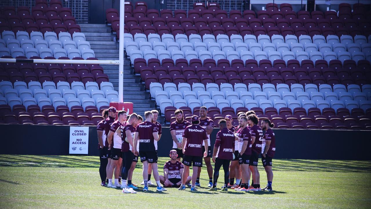 The seven Manly stars boycotting the Pride jersey will not attend their teams Round 20 match at Four Pines Park on Thursday. Picture: NCA Newswire / Gaye Gerard