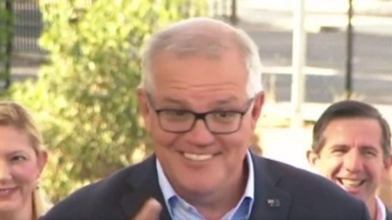 Scott Morrison when he realised he had made an awkward error.