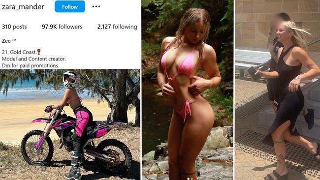 Influencer Zara Mander posted a compilation of videos to her Instagram and TikTok accounts showing hooning activity at the Kinkuna "bushdoof".