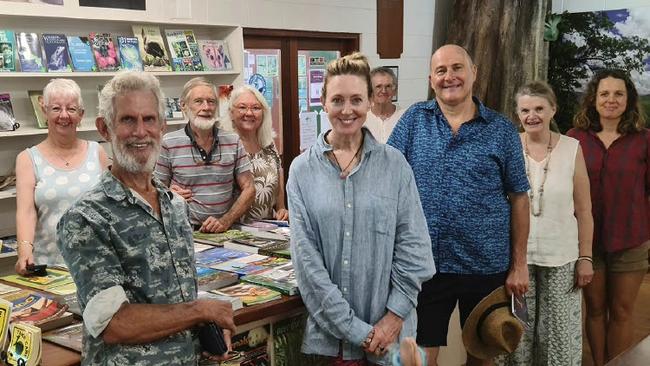 Irreverent actors Roz Hammond and Russell Dykstra (front centre), and (from left), C4 president Peter Rowles, vice-president Dr Helen Larson, secretary Peter Trott, and members Laurie Trott, Bob Jones, Cosima Stokeld and Joh Rowles. Picture: Jeff Larson