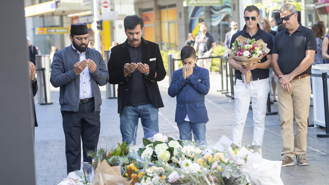 Family members lay flowers on the one-year anniversary of the Westfield Bondi stabbing that killed 6 people. Picture: NewsWire / Jeremy Piper