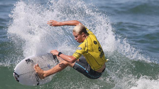 Ethan Ewing of Australia during the men's final of the 2016 Burleigh Pro World Surf League Qualifying Series held at Burliegh Heads, Gold Coast. Picture: Regi Varghese