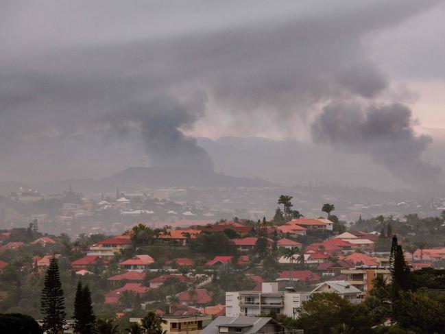 A view of the Motor Pool district of Noumea after buildings were torched. Picture: AFP