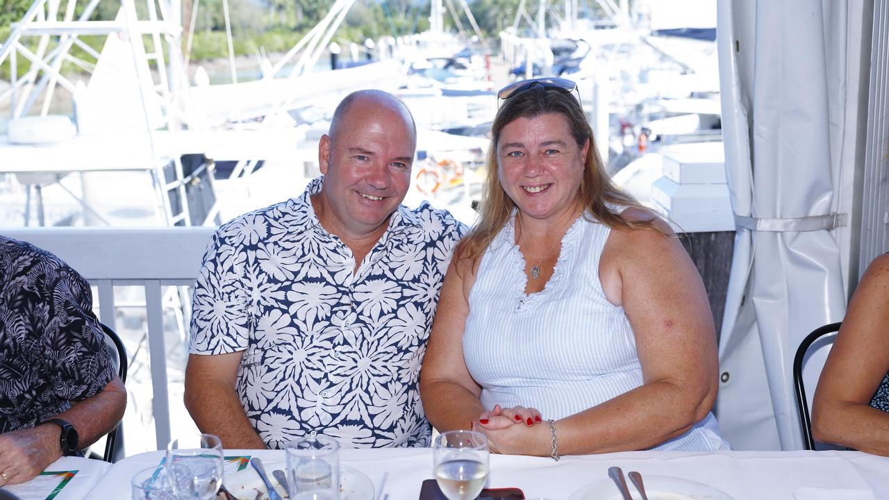 Gerry Lewis and Caroline Lewis at the Longest Lunch at Hemmingways Brewery at the Crystalbrook Marina, Port Douglas. Picture: Brendan Radke