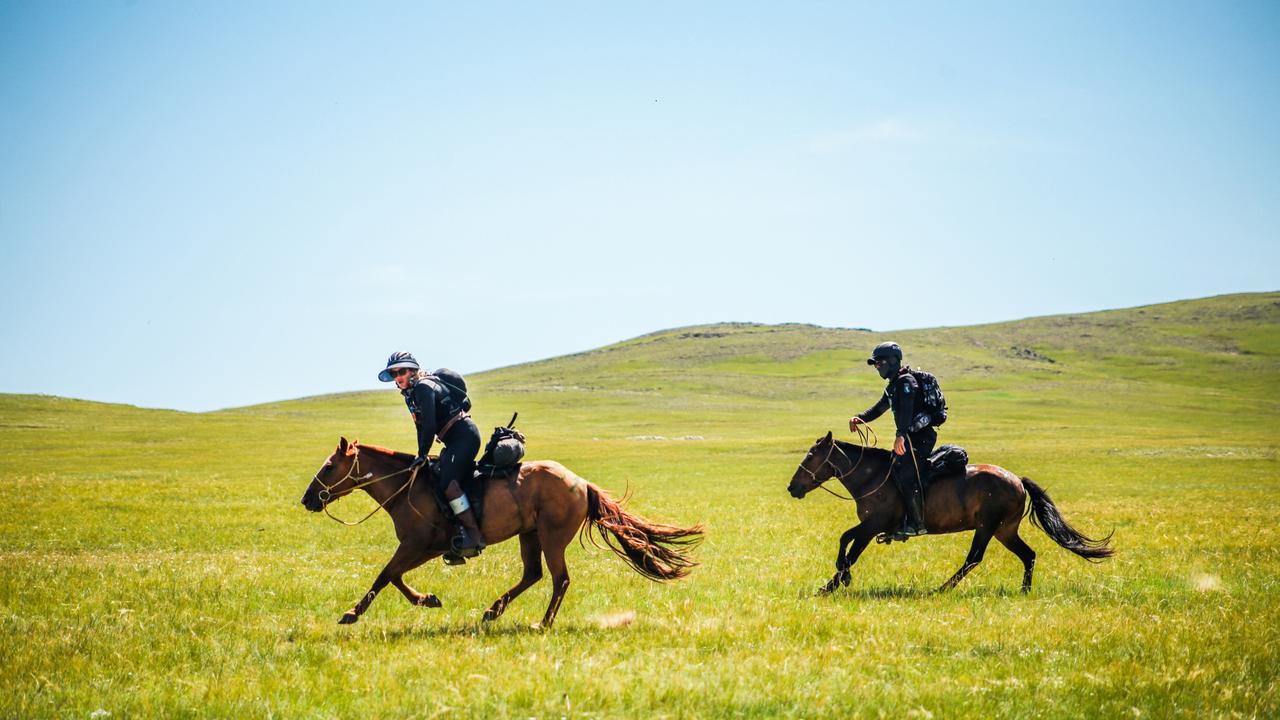 Warwick's Kelly Dudley competes in the 2024 Mongol Derby.